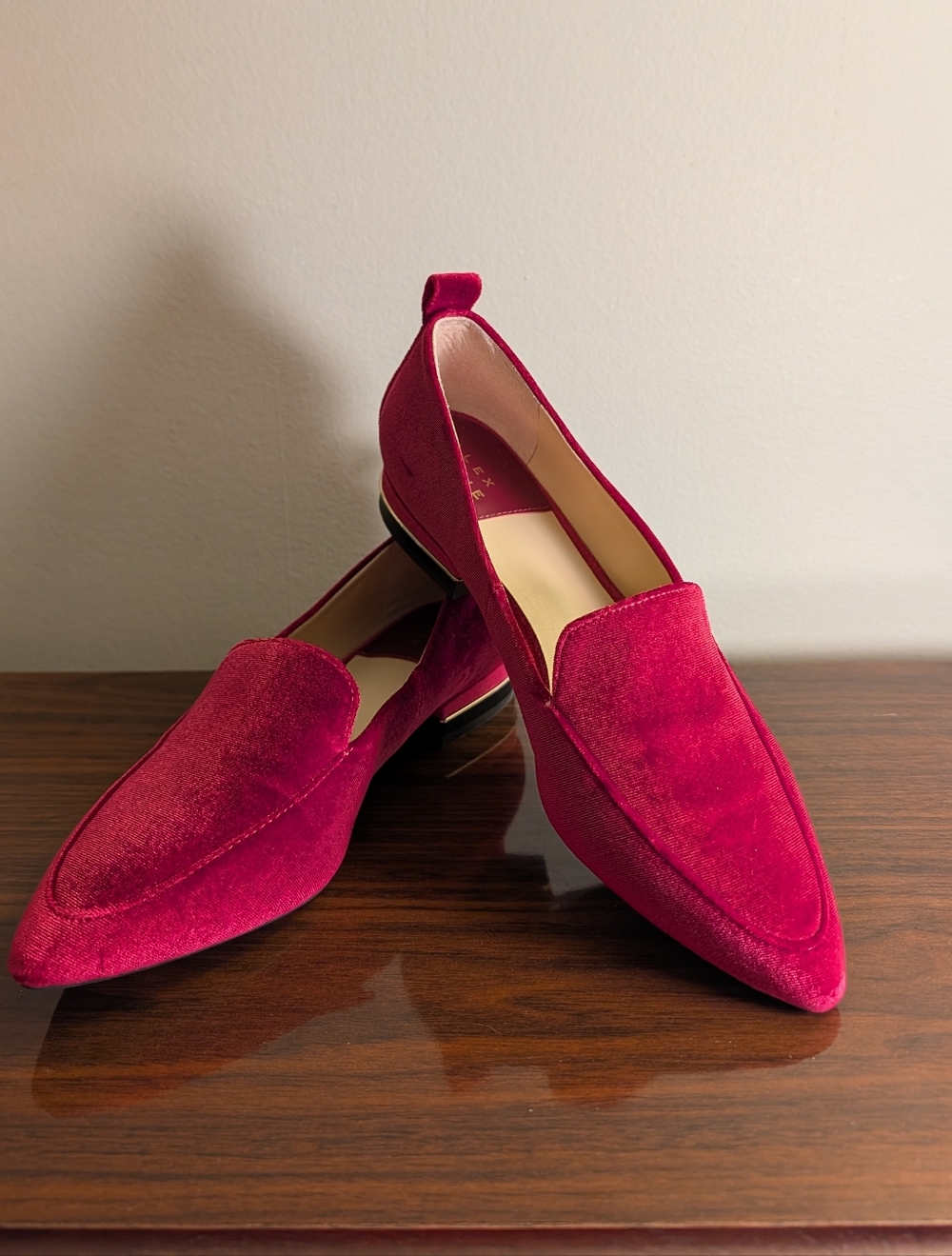 Alex Marie Magenta Velvet Pointed Toe Flats, Size 7.5